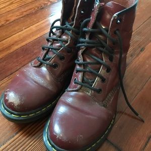 Red Dr Martins Boots Size Women’s US 7